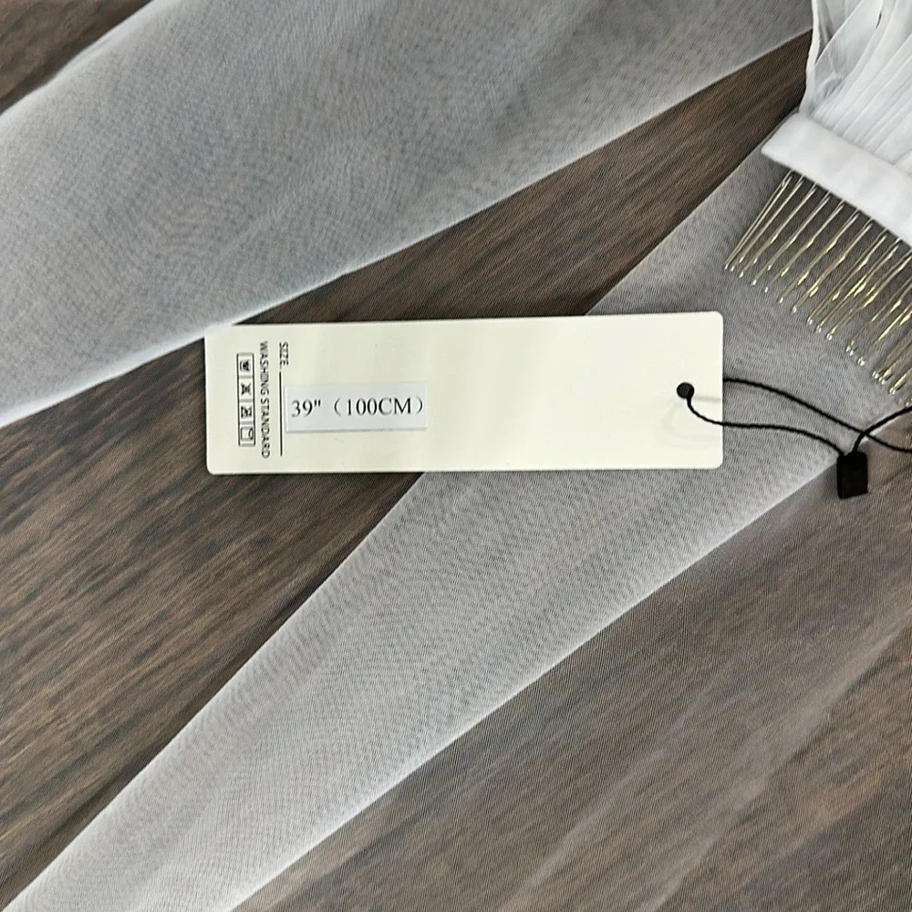 NWT White Bridal Wedding 39 Inch Hair Comb Veil
